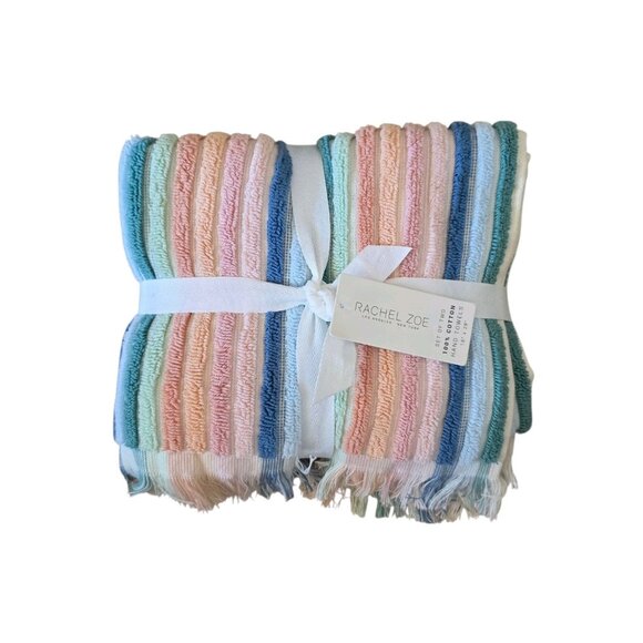 Rachel Zoe Pastel Rainbow Stripes Set of 2 Hand Towels NWT - Picture 1 of 2